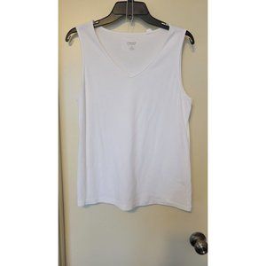 Chico's Travelers Plus Sz 2 White Popover Tank Top Shirt 100% Cotton